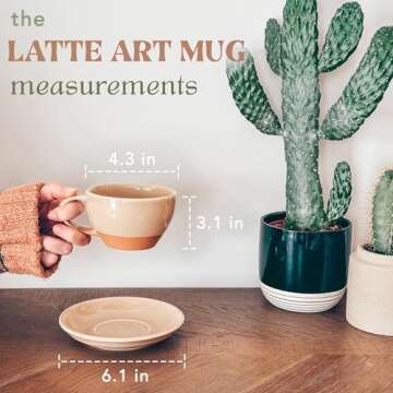 Mora Ceramic Latte Art Mug With Saucer - Perfect for Baristas and anyone who loves coffee or tea