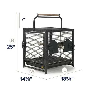 Prevue Pet Products Travel Carrier for Birds, Black 18.8"L x 14.9"W x 18.0"H