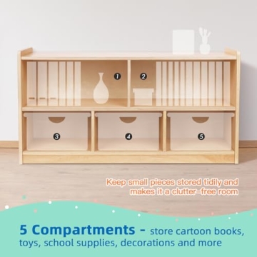 OOOK Montessori Shelf - 5-Section Kids Storage Cabinet