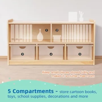OOOK Montessori Shelf - 5-Section Kids Storage Cabinet