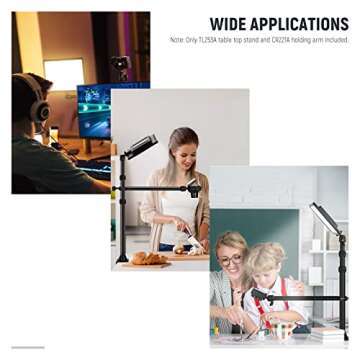 NEEWER Extendable Camera Desk Mount with Ball Head, 17"-40" Adjustable Table Light Stand with 1/4" Screw & C Clamp for DSLR Camera, Ring Light, Live Stream, Vlog, Max Load: 6.6lb/3kg, TL283 (RED)