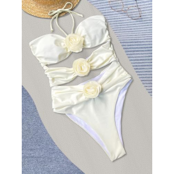 Stylish BIKINX Sexy One Piece Swimsuit with 3D Flowers