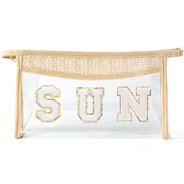 Belanttega Boho Patch Cosmetic Bag - Valentine's Day Gifts SUN Chenille Varsity Letter Toiletry Bag ...