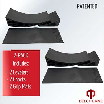 Beech Lane Camper Leveler 2 Pack - Precise Camper Leveling, Includes Two Curved Levelers, Two Chocks...