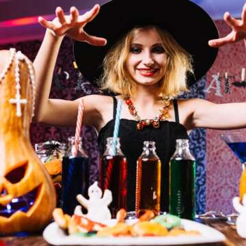 WXOIEOD Witch Hat for Woman, Halloween Wicked Witch Hats Black Large Wide Brim Pleated Fancy Witches Hat for Adult Costume Party Accessory with Spider Decorations