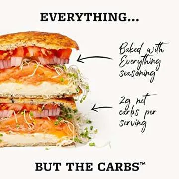 Outer Aisle Cauliflower Bread | Everything But The Carbs | Keto, Gluten Free, Low Carb Cauliflower 'Everything' Sandwich Breads | 5 Pack | 30 Rounds