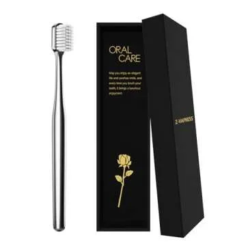 Luxury Silver Toothbrush with Soft Bristles for Sensitive Teeth