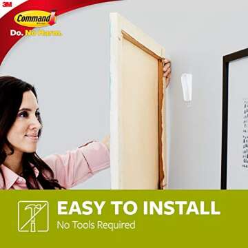 Command Large Canvas Hangers for Walls, Holds up to 3 lb 18"x24" Canvas, 3 Hangers with 4 Command Strips, Damage-Free Removable Wall Art Hanger, Great for Room Décor