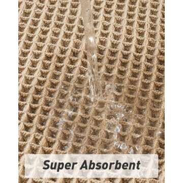 AMOAMI Upgraded Waffle Bath Mat, Super Absorbent Non Slip Bath Mats for Bathroom Floor, Machine Washable Bathroom Rugs with Tassels, Rubber Backed Bathroom Mats, Ultra Soft, 17" x 24", Brown