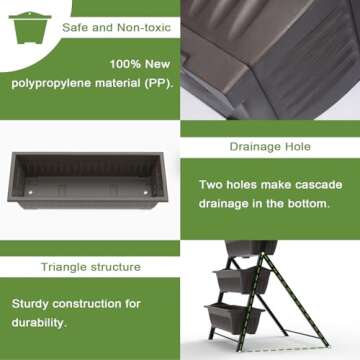 TOREVSIOR 5-Tier Vertical Raised Garden Bed, Vertical Garden Planter with Water Drainage, Elevated G...