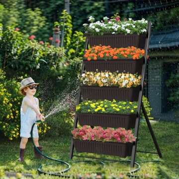 TOREVSIOR 5-Tier Vertical Raised Garden Bed, Vertical Garden Planter with Water Drainage, Elevated Garden Bed for Vegetables Flowers Herbs Indoor Outdoor