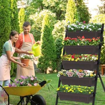 TOREVSIOR 5-Tier Vertical Raised Garden Bed, Vertical Garden Planter with Water Drainage, Elevated Garden Bed for Vegetables Flowers Herbs Indoor Outdoor