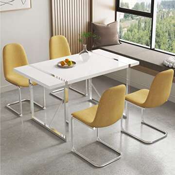 Ebullient White Dining Table for 4-6 Modern Kitchen & Dining Room Tables Wood Dinner Table Mid-Century Vintage Kitchen Table for Dining Room Home Furniture