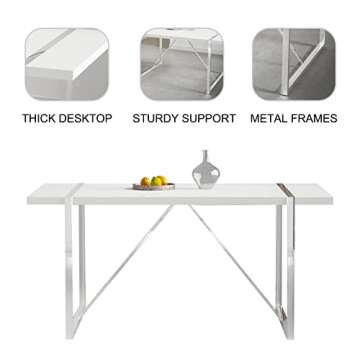 Ebullient White Dining Table for 4-6 Modern Kitchen & Dining Room Tables Wood Dinner Table Mid-Century Vintage Kitchen Table for Dining Room Home Furniture