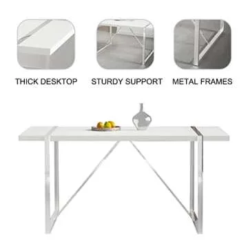 Ebullient White Dining Table for 4-6 Modern Kitchen & Dining Room Tables Wood Dinner Table Mid-Century Vintage Kitchen Table for Dining Room Home Furniture