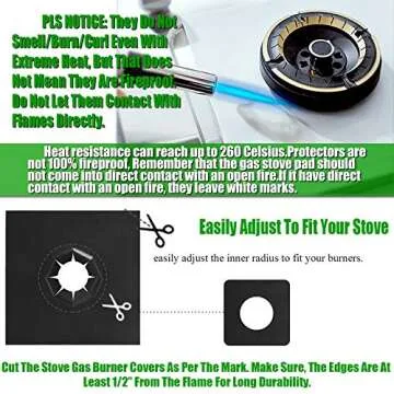 Stove Burner Covers,0.3 MM Double Thickness,8 Pack,Gas Stove Burner Liners,Non-stick Reusable Gas Range Stove Top Covers for Kitchen,Cuttable,Easy to Clean,Black,Size 10.6” x 10.6”