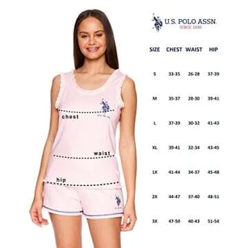 U.S. Polo Assn. Summer Pajamas for Women - USPA Logo Pajamas with Ruffled Tank Top and PJ Shorts (Coral Heather, Large)