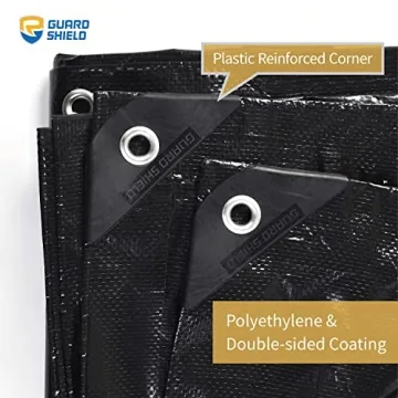 GUARD SHIELD Black Tarp Waterproof 10x12 Feet Medium Duty All Purpose Poly Tarps Cover 7mil