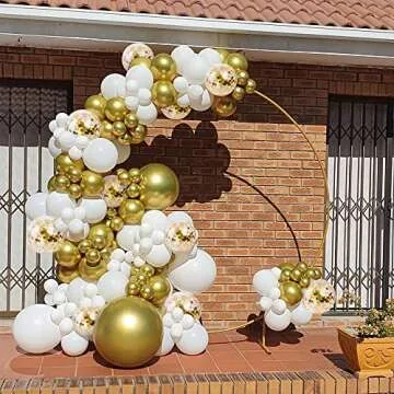 Bezente White Gold Balloons Garland Kit for Parties