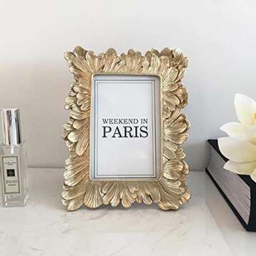 CISOO Vintage 4x6 Picture Frame Antique Photo Frame Table Top Display and Wall Hanging, Retro Home D...