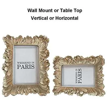 CISOO Vintage 4x6 Picture Frame Antique Photo Frame Table Top Display and Wall Hanging, Retro Home Decor, Ornate Photo Gallery Art, Pale Gold