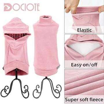 Dociote Dog Clothes for Small Dogs Fleece Puppy Sweaters - Girl Dog Clothes Cat Sweater Winter Sweatshirt Pet Puppy Pajamas for Small Dogs (Small, Pink)