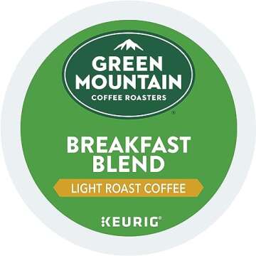 Green Mountain Coffee Roasters Breakfast Blend Single-Serve Keurig K-Cup Pods, Light Roast Coffee, 7...