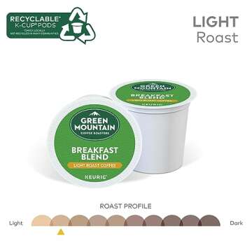 Green Mountain Coffee Roasters Breakfast Blend Single-Serve Keurig K-Cup Pods, Light Roast Coffee, 72 Count