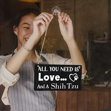 Shih Tzu Mom Hanging Sign Rustic Wall Art for Dog Lovers