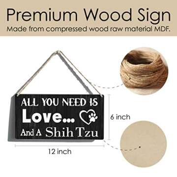 Shih Tzu Mom Hanging Sign Rustic Wall Art for Dog Lovers