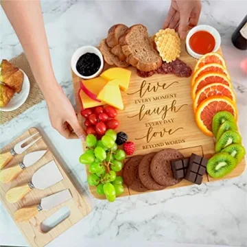 KITCHENVOY Bamboo Cheese Board Set - Gift for All Occasions
