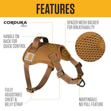 Carhartt Nylon Duck No Pull Dog Harness, Fully Adjustable Dog Harness with Quick Control Handle and Reflective Accents, Carhartt Brown, X-Large