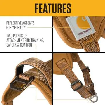 Carhartt Nylon Duck No Pull Dog Harness, Fully Adjustable Dog Harness with Quick Control Handle and Reflective Accents, Carhartt Brown, X-Large