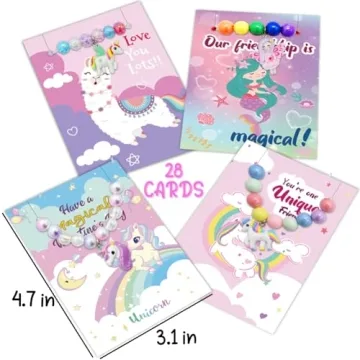 Valentines Unicorn Bracelets Set - 28 Packs for Kids