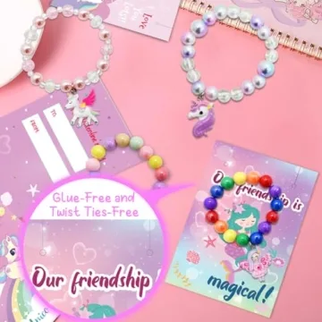 Valentines Unicorn Bracelets Set - 28 Packs for Kids