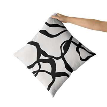 Black and White Pillow Covers 20x20 Set of 2 Modern Abstract Art Line Boho Design Throw Pillows Bohemian Decorative Pillowcase Cotton Square Cushion Case for Home Living Room Porch Sofa Couch Bed