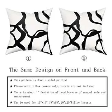 Black and White Pillow Covers 20x20 Set of 2 Modern Abstract Art Line Boho Design Throw Pillows Bohemian Decorative Pillowcase Cotton Square Cushion Case for Home Living Room Porch Sofa Couch Bed