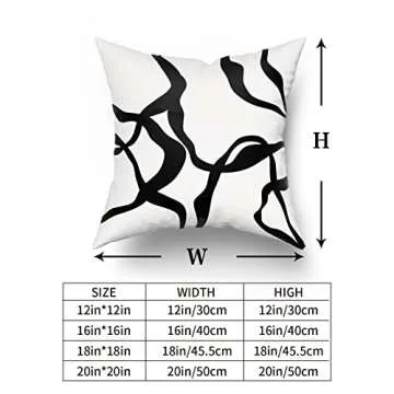 Black and White Pillow Covers 20x20 Set of 2 Modern Abstract Art Line Boho Design Throw Pillows Bohemian Decorative Pillowcase Cotton Square Cushion Case for Home Living Room Porch Sofa Couch Bed