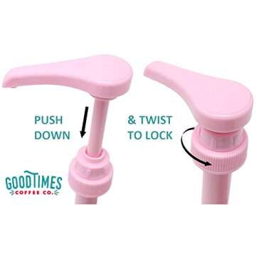 Pink Coffee Syrup Pump for 750 ml Bottles (Pack of 4) Fits Jordans Skinny, Torani, DaVinci, Upouria and (Monin 1 Liter Plastic Bottles Only)