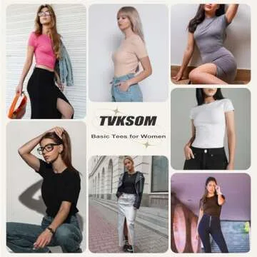TVKSOM 3 Pack Basic Shirts for Women Short Sleeve Crew Neck Stretchy Fitted Tees Y2k Going Out Tops 2025