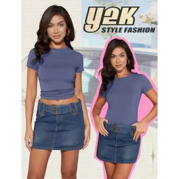 TVKSOM 3 Pack Basic Shirts for Women Short Sleeve Crew Neck Stretchy Fitted Tees Y2k Going Out Tops 2025