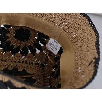 Womens Straw Sun Hat Woven Bucket Hat Floral Fishing Hat Beach Hat Foldable Cap Summer Chic Straw Chic Hat