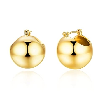 Aprilery Gold Stud Earrings for Women, 18K Gold Plated Round Ball Heart Knot Cable Earrings Cuff Ear...