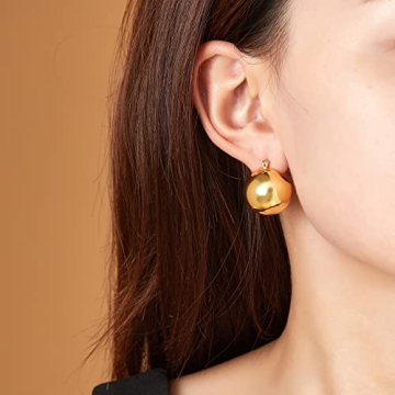 Aprilery Gold Stud Earrings for Women, 18K Gold Plated Round Ball Heart Knot Cable Earrings Cuff Ear Gold Jewelry Earrings Gifts for Her (Gold Ball)