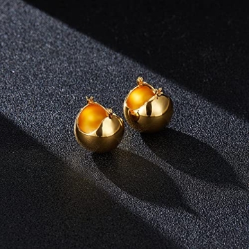 Aprilery Gold Stud Earrings for Women, 18K Gold Plated Round Ball Heart Knot Cable Earrings Cuff Ear Gold Jewelry Earrings Gifts for Her (Gold Ball)