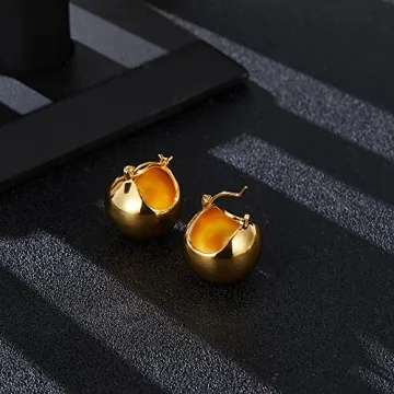 Aprilery Gold Stud Earrings for Women, 18K Gold Plated Round Ball Heart Knot Cable Earrings Cuff Ear Gold Jewelry Earrings Gifts for Her (Gold Ball)