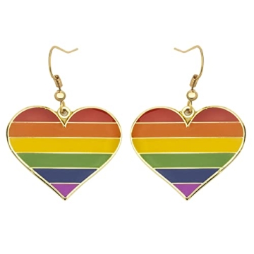 LGBT Rainbow Pride Heart Shape Dangle Earrings for Pride Celebrations