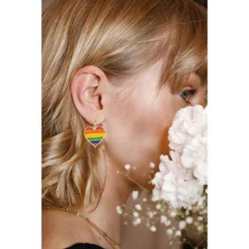 Buy Colorful LGBT Pride Heart Dangle Earrings Online