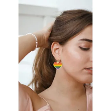 Buy Colorful LGBT Pride Heart Dangle Earrings Online