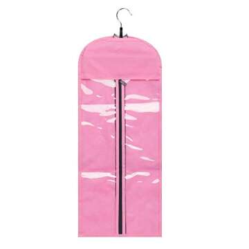 Hairro Portable Hair Extensions Carrier Non-woven Dust-proof Storage Case with Wooden Hanger for Human Hair Extensions, 26 Inch Creamy Pink